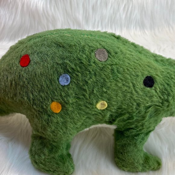 Vintage Polka Dotted Green Brontosaurus Dinosaur 19 1/2" Plush Stuffed Animal - Picture 6 of 13